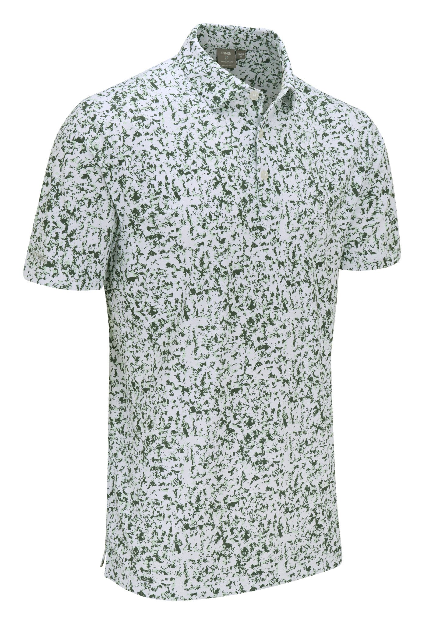 PING Gilmore Herren Polo, white/gorse green multi