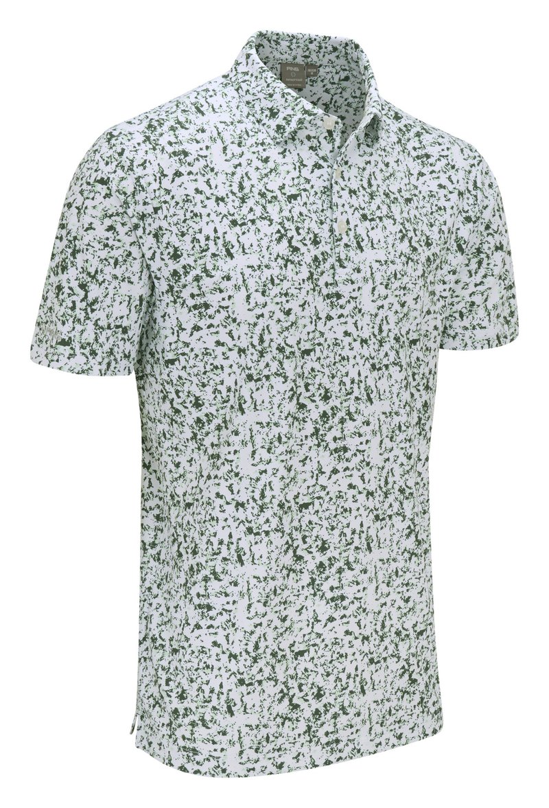 PING Gilmore Herren Polo, white/gorse green multi