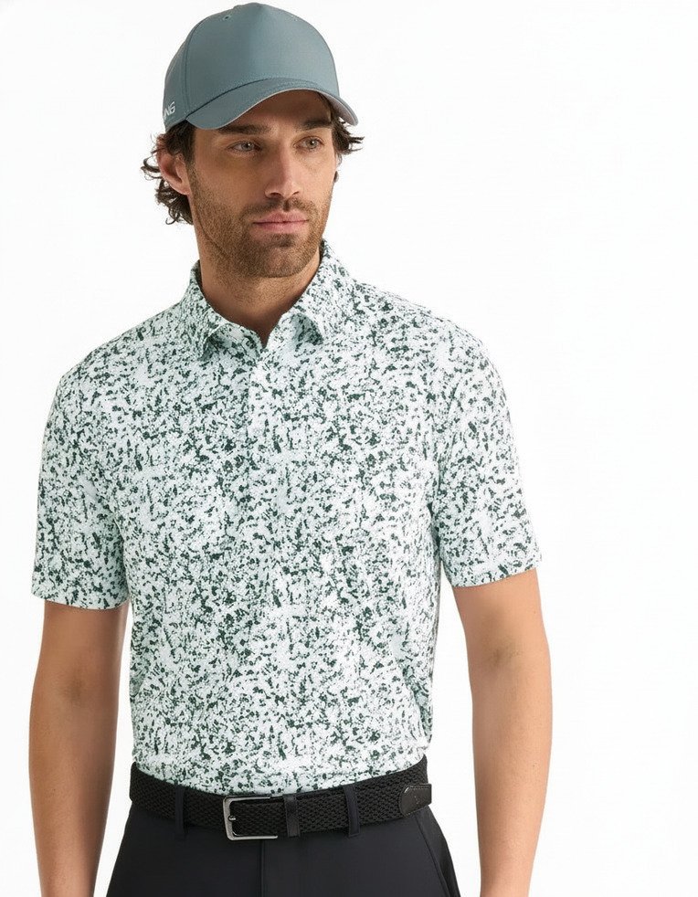 PING Gilmore Herren Polo, white/gorse green multi