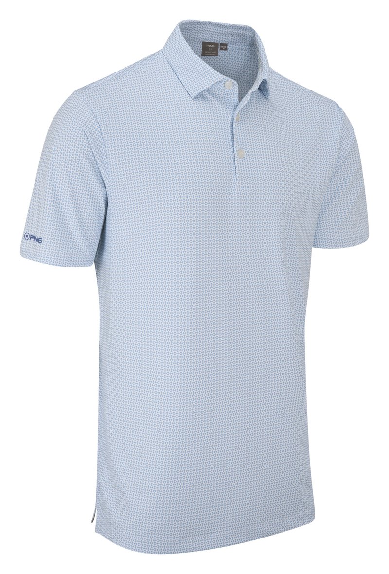 PING Gilmore Herren Polo, weiß/dusty blue
