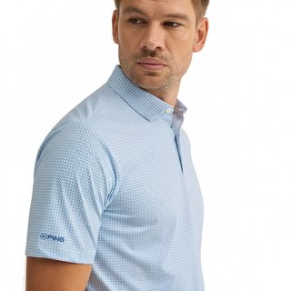 PING Gilmore Herren Polo, weiß/dusty blue