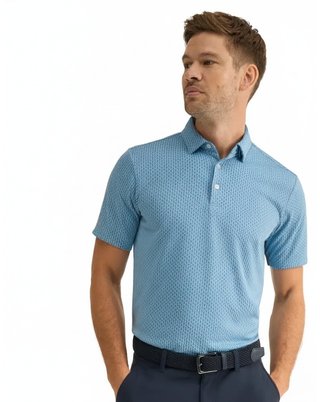 PING Hershel Herren Polo, dusty blue multi