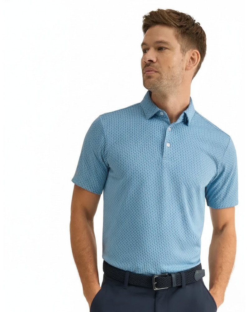 PING Hershel Herren Polo, dusty blue multi