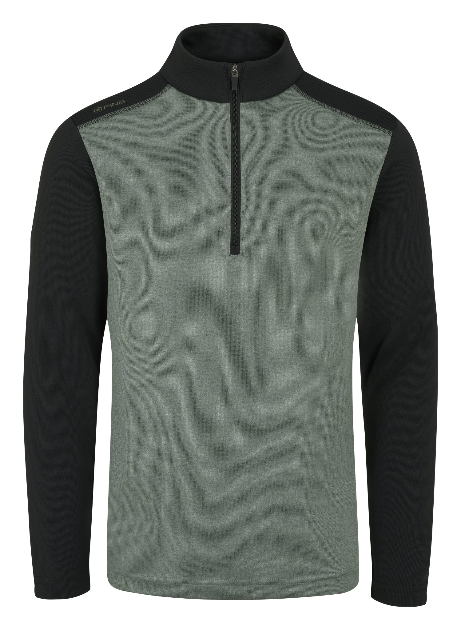 PING Ramsey Half Zip Ribbed Fleece Herren Pullover, Laurel Marl/Black