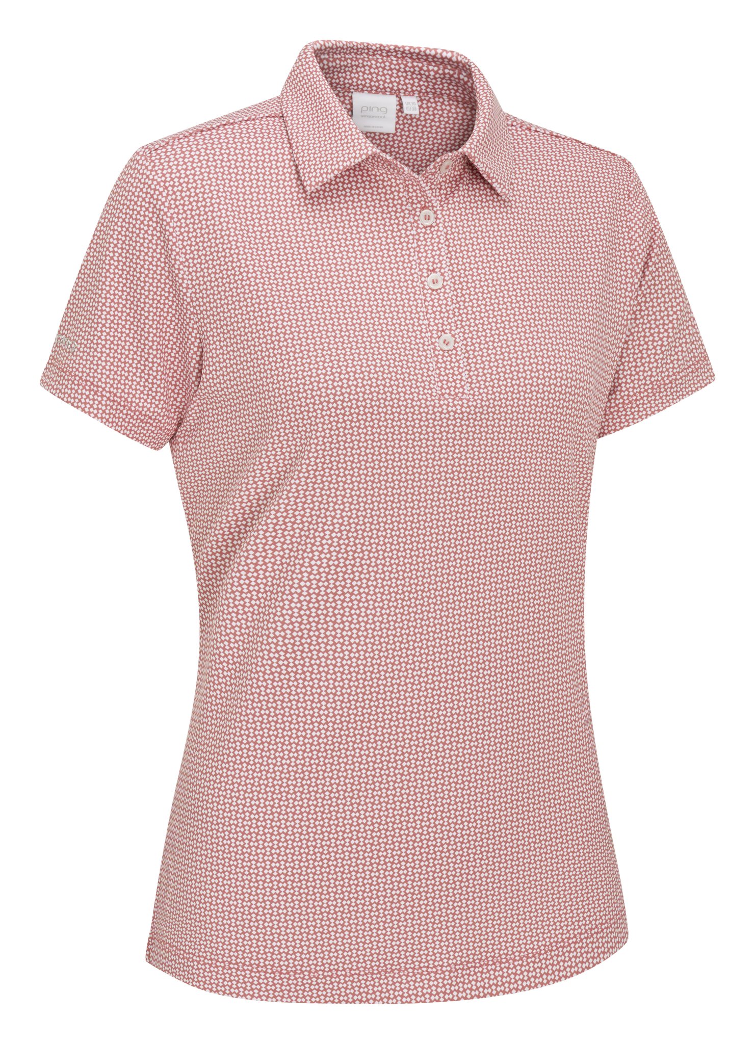 PING Mave Damen Polo, coral blush/white