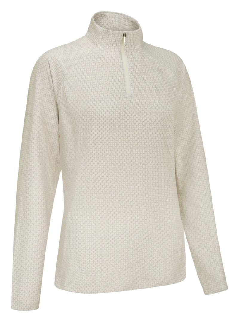 PING Jasmine Printed Langarm Damen Top, egret/tawny