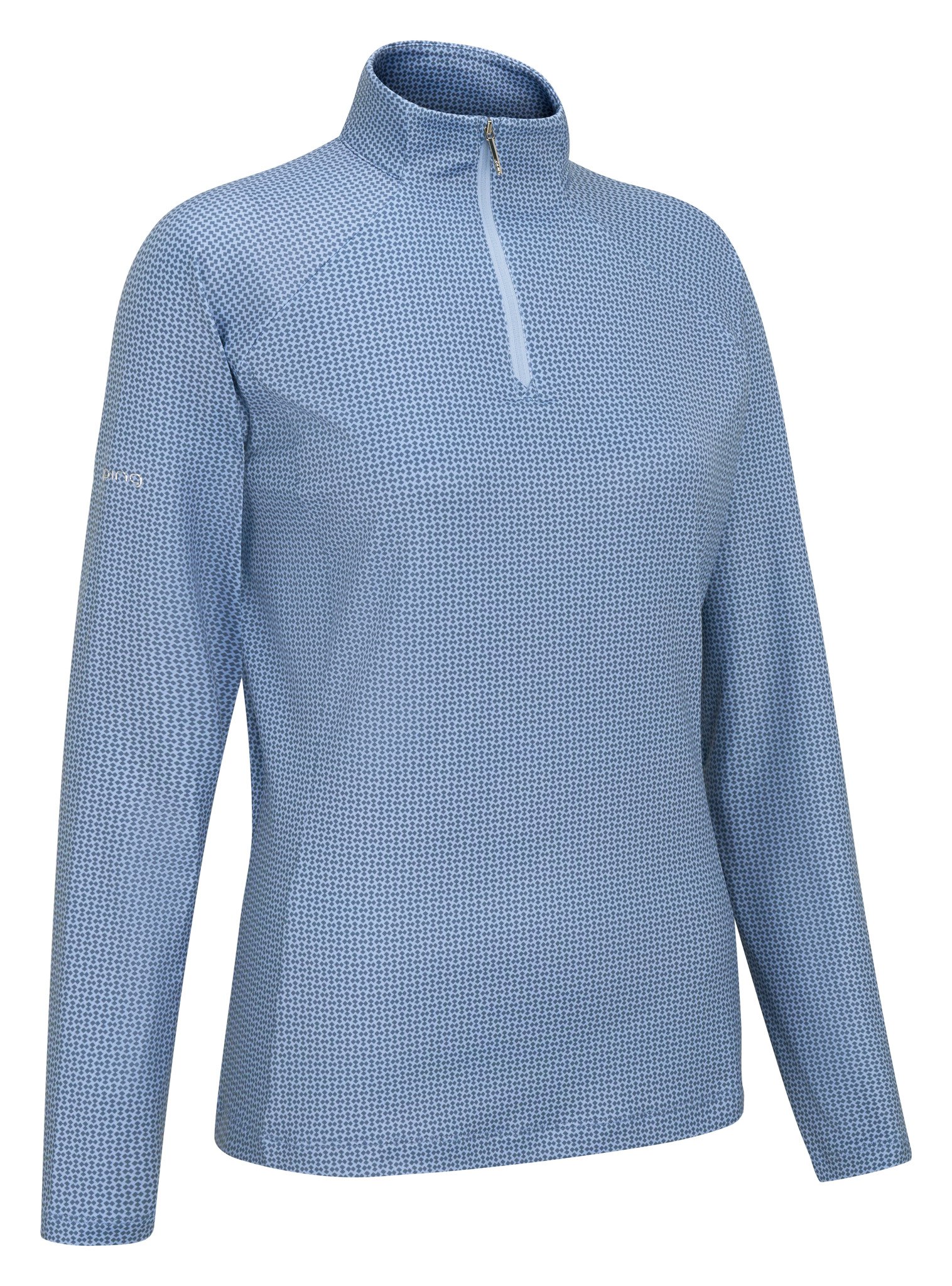 PING Jasmine Printed Langarm Damen Top, viola/blue indigo