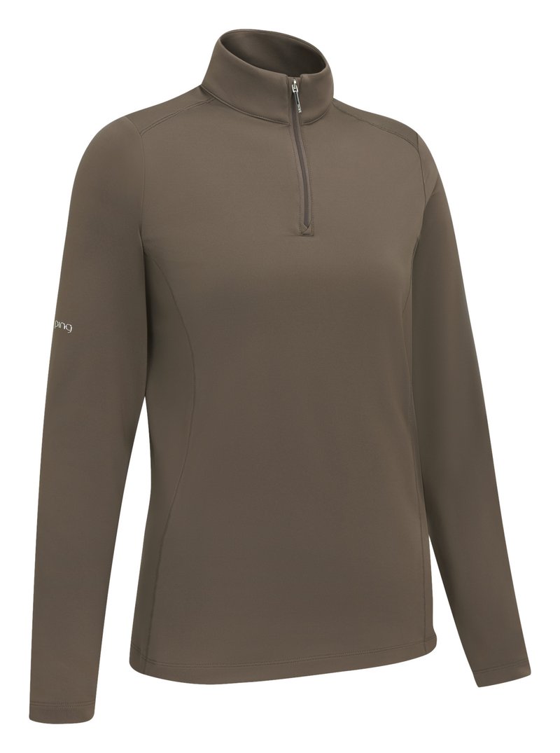 PING Aveline Half Zip Damen Langarmshirt, Coffee