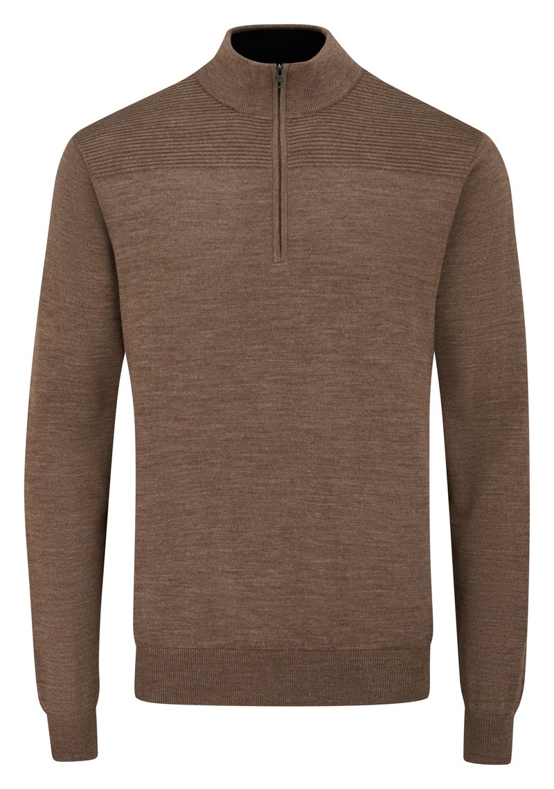 PING Dorset Quarter Zip Herren Pullover, Coffee Marl