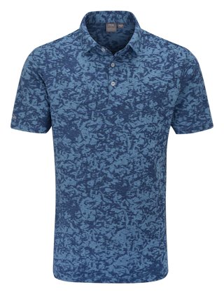 PING Marek Camo Jacquard Herren Polo, infinity blue multi