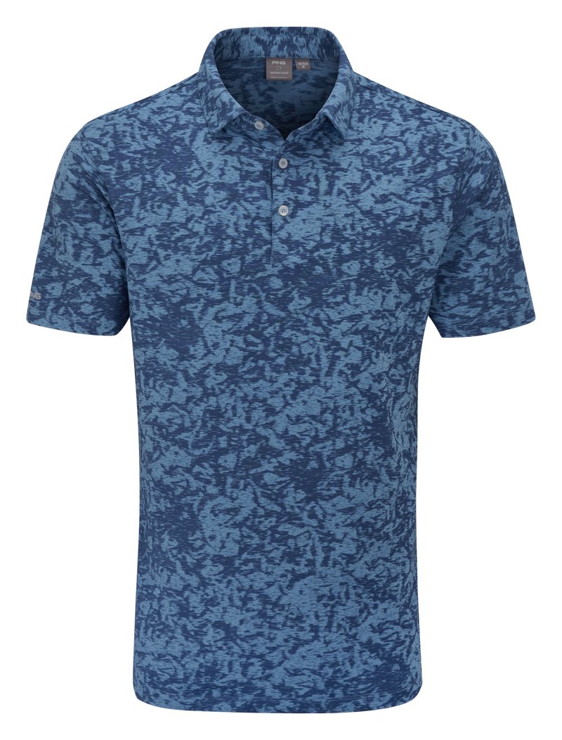 PING Marek Camo Jacquard Herren Polo, infinity blue multi