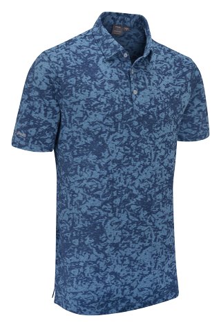 PING Marek Camo Jacquard Herren Polo, infinity blue multi