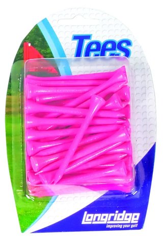 Longridge Neon Wooden Tees 69mm (40 Stück), Pink