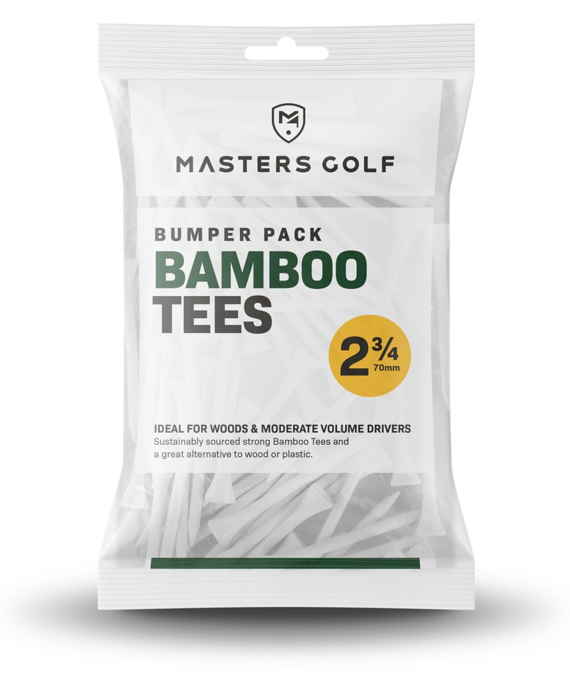 Masters Golf Bamboo Tees 70 mm (2 3/4"), Bumper Bag 110 Tees, weiß