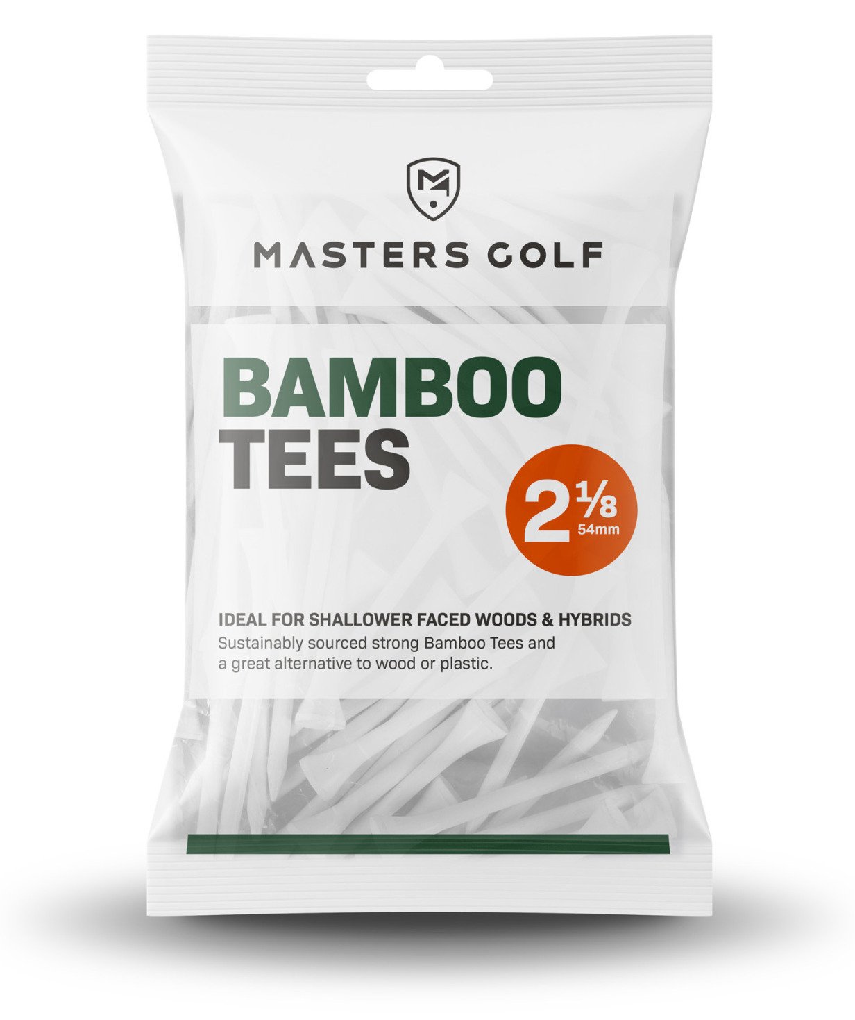 Masters Golf Bamboo Tees 54 mm (2 1/8"), 25 Tees, weiß