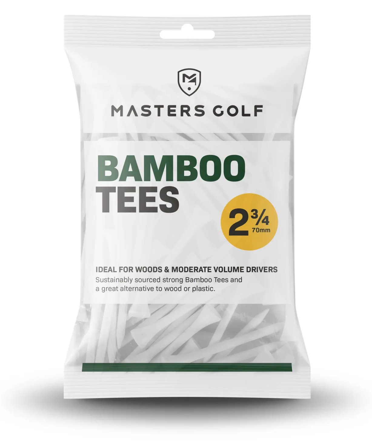 Masters Golf Bamboo Tees 70 mm (2 3/4"), 20 Tees, weiß