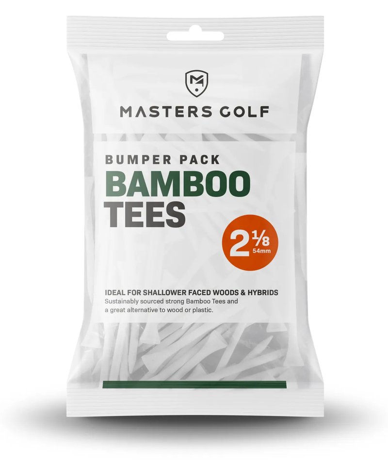 Masters Golf Bamboo Tees 54 mm (2 1/8"), Bumper Bag 130 Tees, weiß