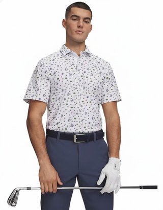 Under Armour ArmourDry Printed Herren Polo, white/blue wind/midnight navy