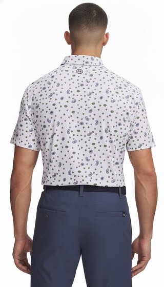 Under Armour ArmourDry Printed Herren Polo, white/blue wind/midnight navy