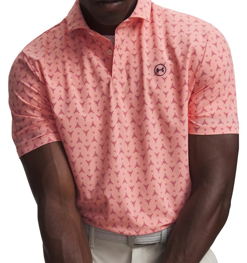 Under Armour Drive Chill Printed Herren Polo, posh pink/claret