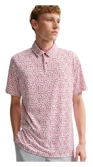 Nike Velocity Micro Print Herren Polo, gym red/weiß