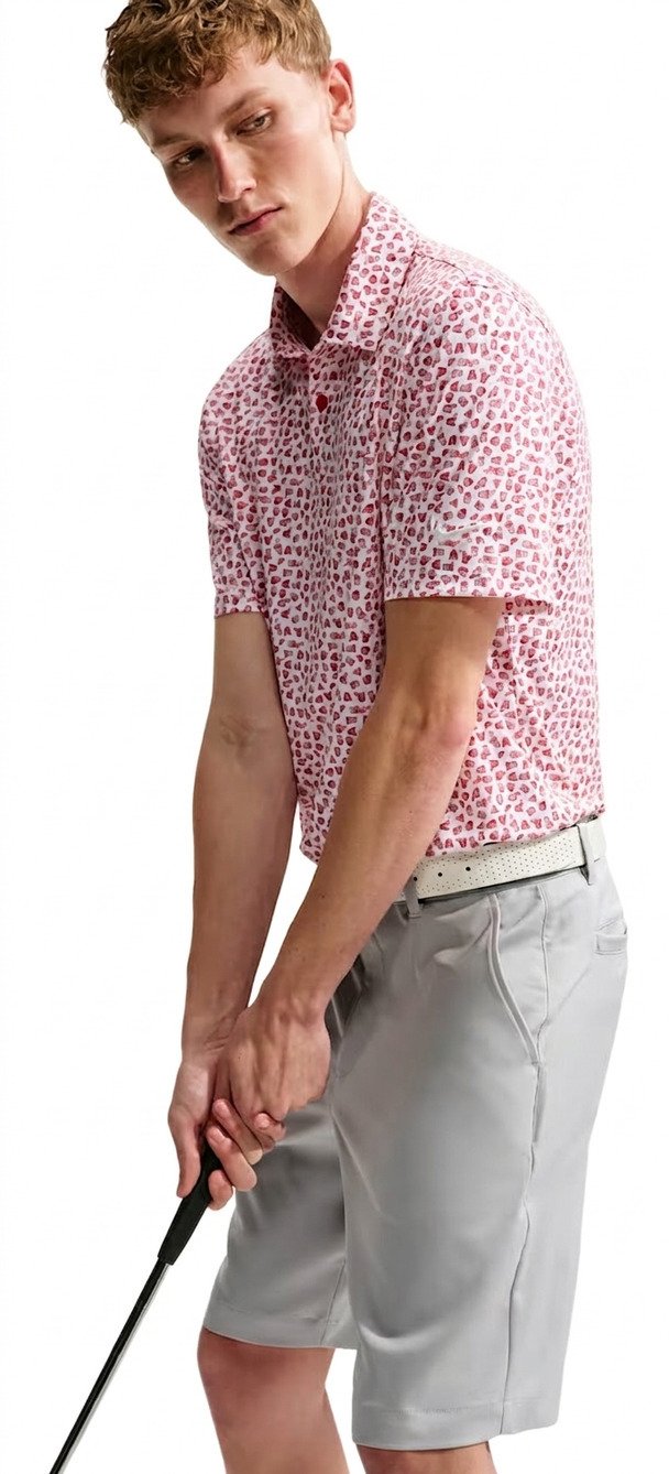 Nike Velocity Micro Print Herren Polo, gym red/weiß