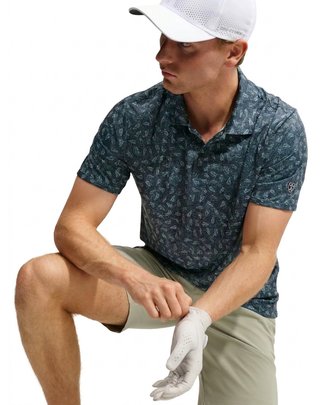 Nike Par Dri-FIT Grass Print Herren Polo, schwarz