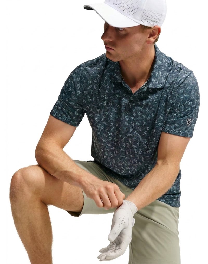 Nike Par Dri-FIT Grass Print Herren Polo, schwarz