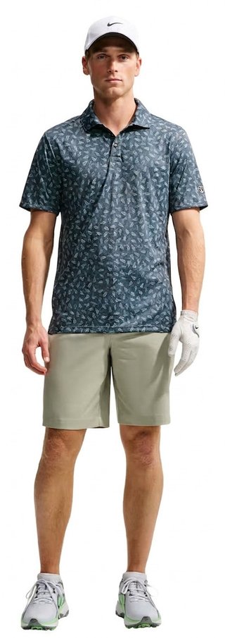 Nike Par Dri-FIT Grass Print Herren Polo, schwarz