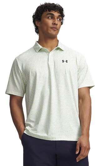 Under Armour Matchplay Printed Herren Polo, weiß/grün