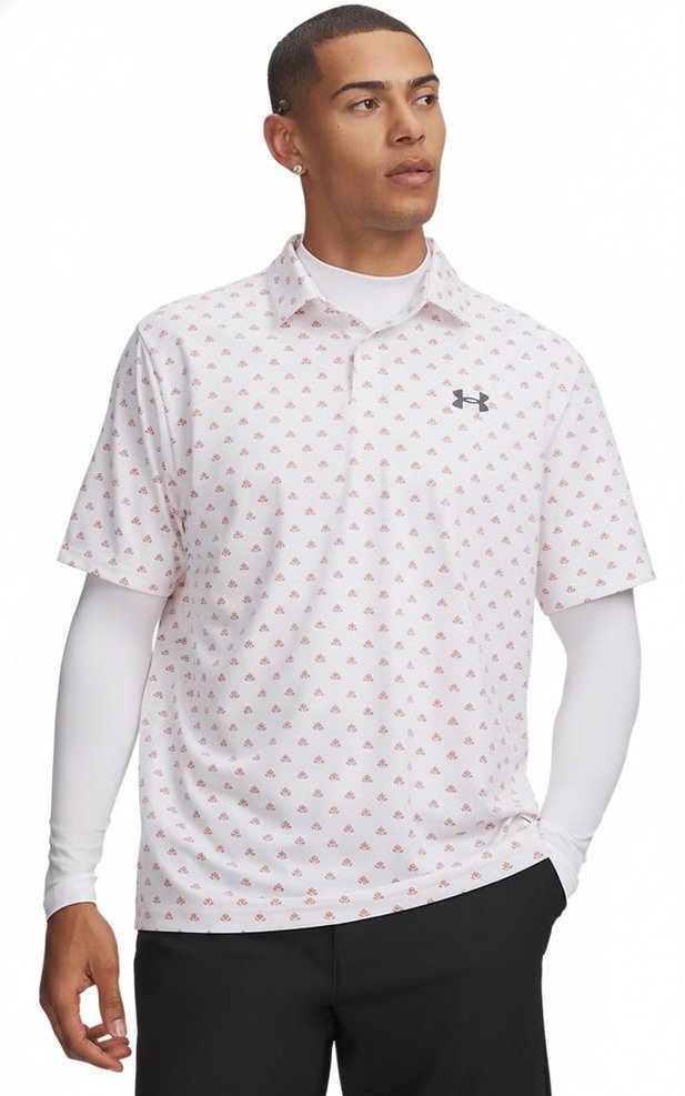Under Armour Matchplay Printed Herren Polo, weiß/vintage maroon/academy