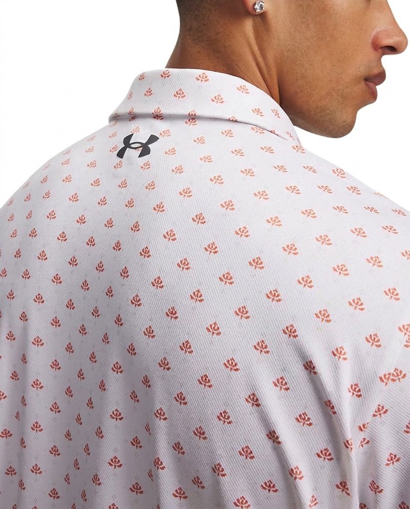 Under Armour Matchplay Printed Herren Polo, weiß/vintage maroon/academy