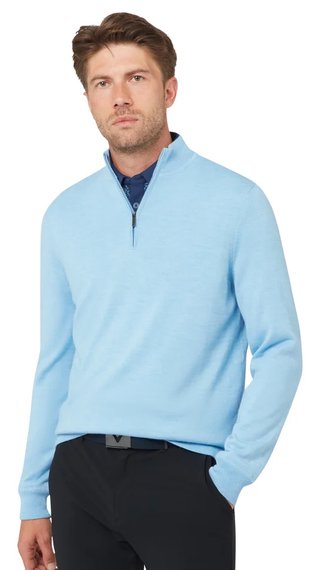 Callaway Windstopper 1/4-Zip Herren Pullover, dark cerulean heather
