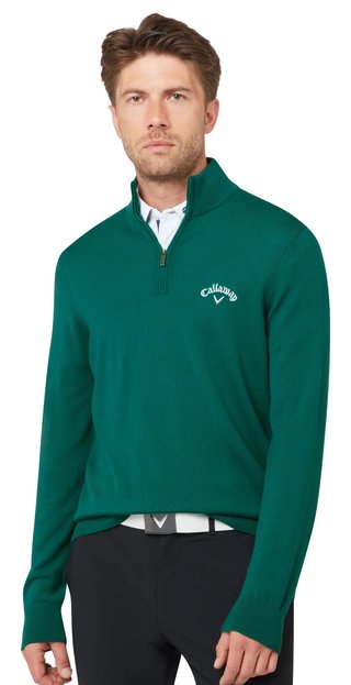Callaway 1/4 Blended Merino Herren Pullover, blue coral