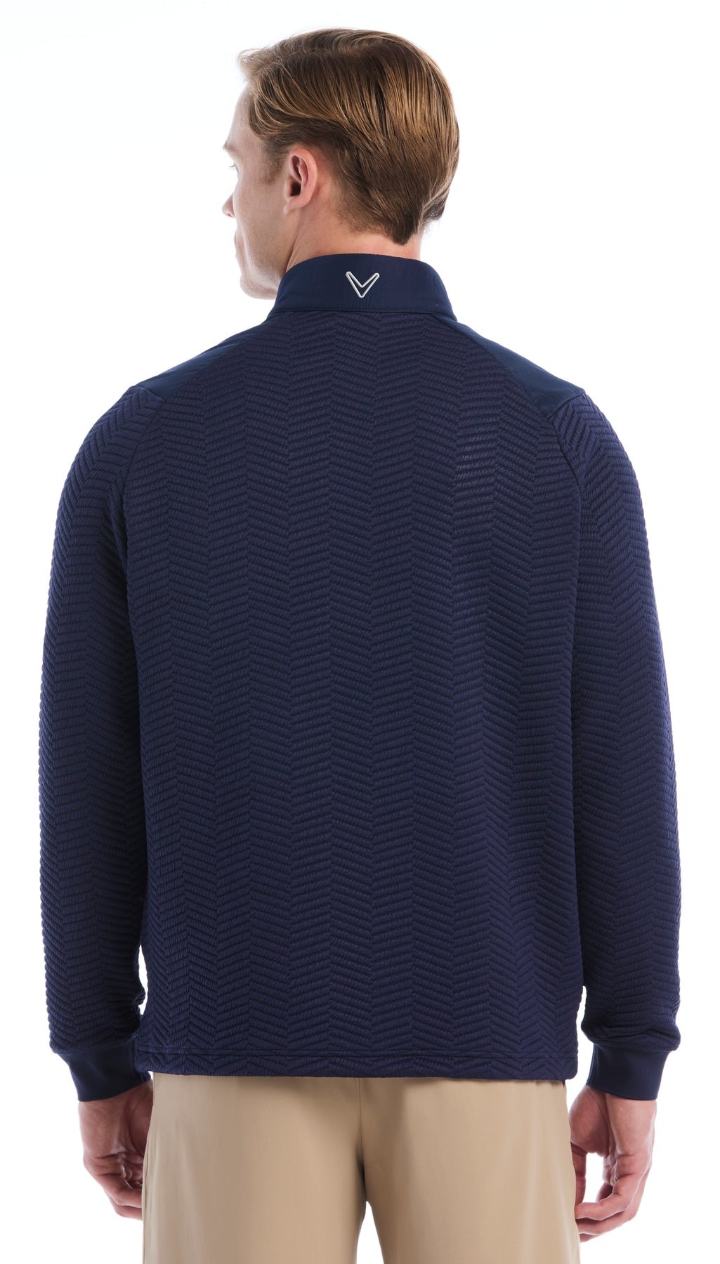 Callaway Chev Jacquard Herren Pullover, peacoat