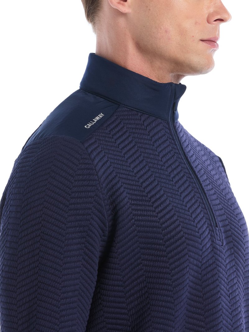 Callaway Chev Jacquard Herren Pullover, peacoat
