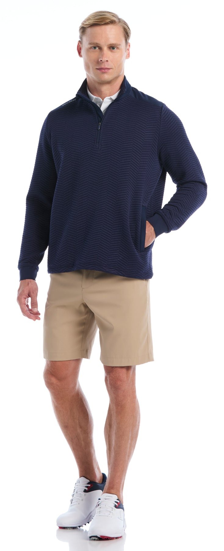 Callaway Chev Jacquard Herren Pullover, peacoat
