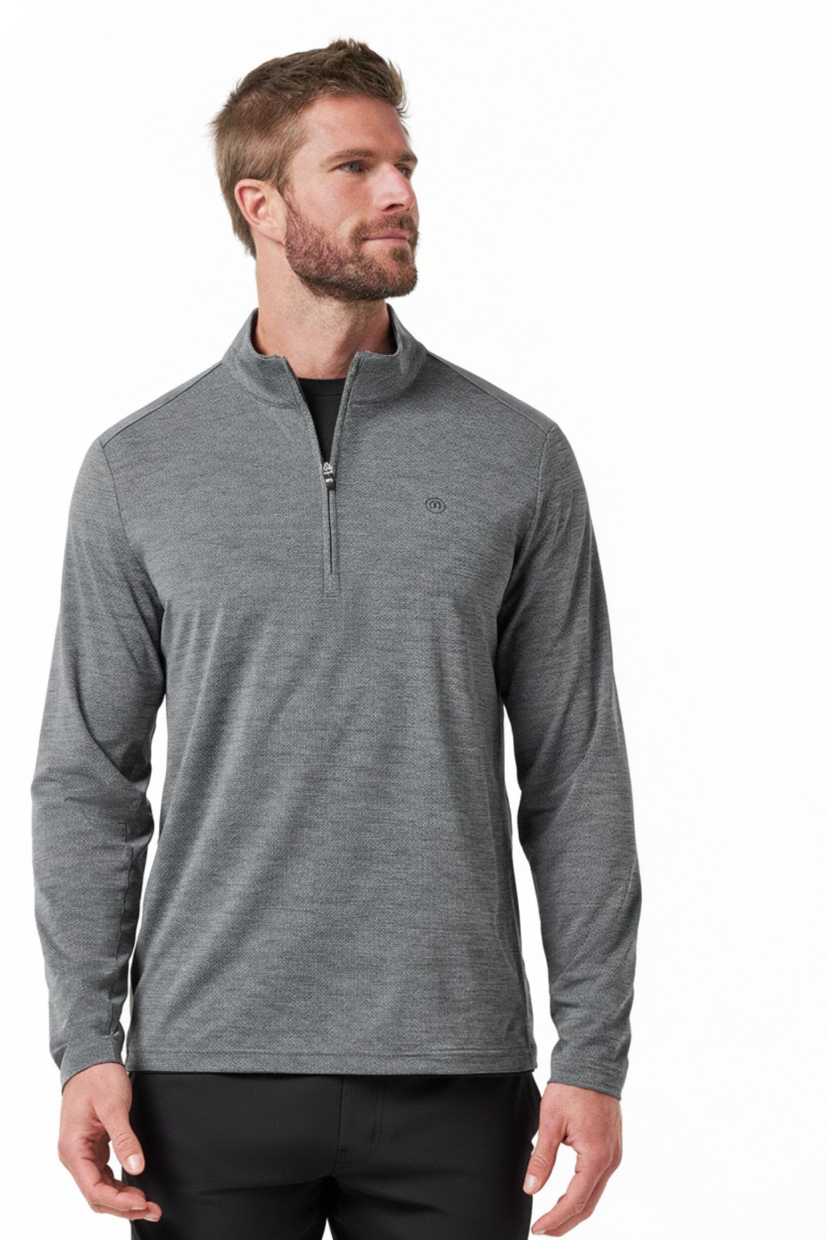 Travis Mathew Heater Pro 1/4Zip Herren Sweatshirt, heather grey