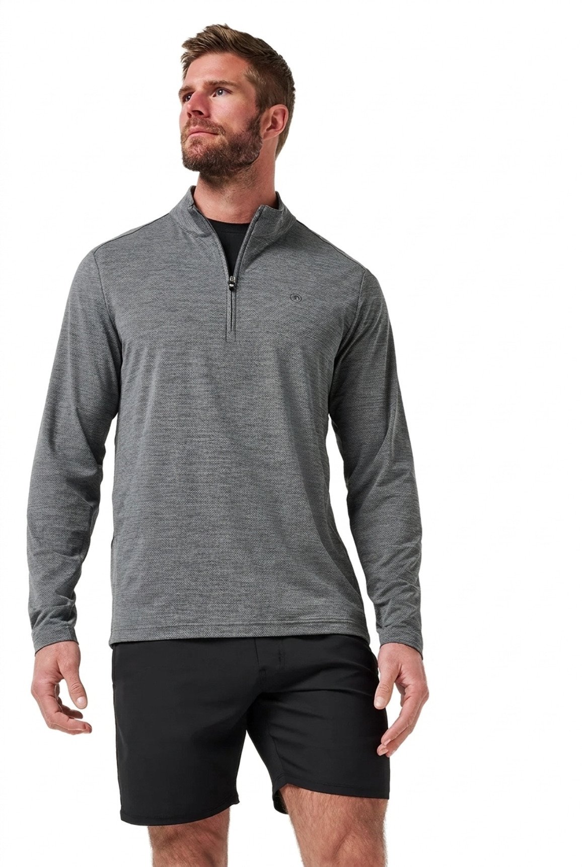 Travis Mathew Heater Pro 1/4Zip Herren Sweatshirt, heather grey