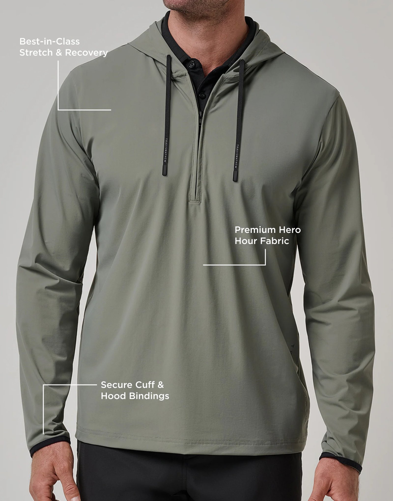 Travis Mathew Hero Hour Tech Herren Hoodie, dark olive