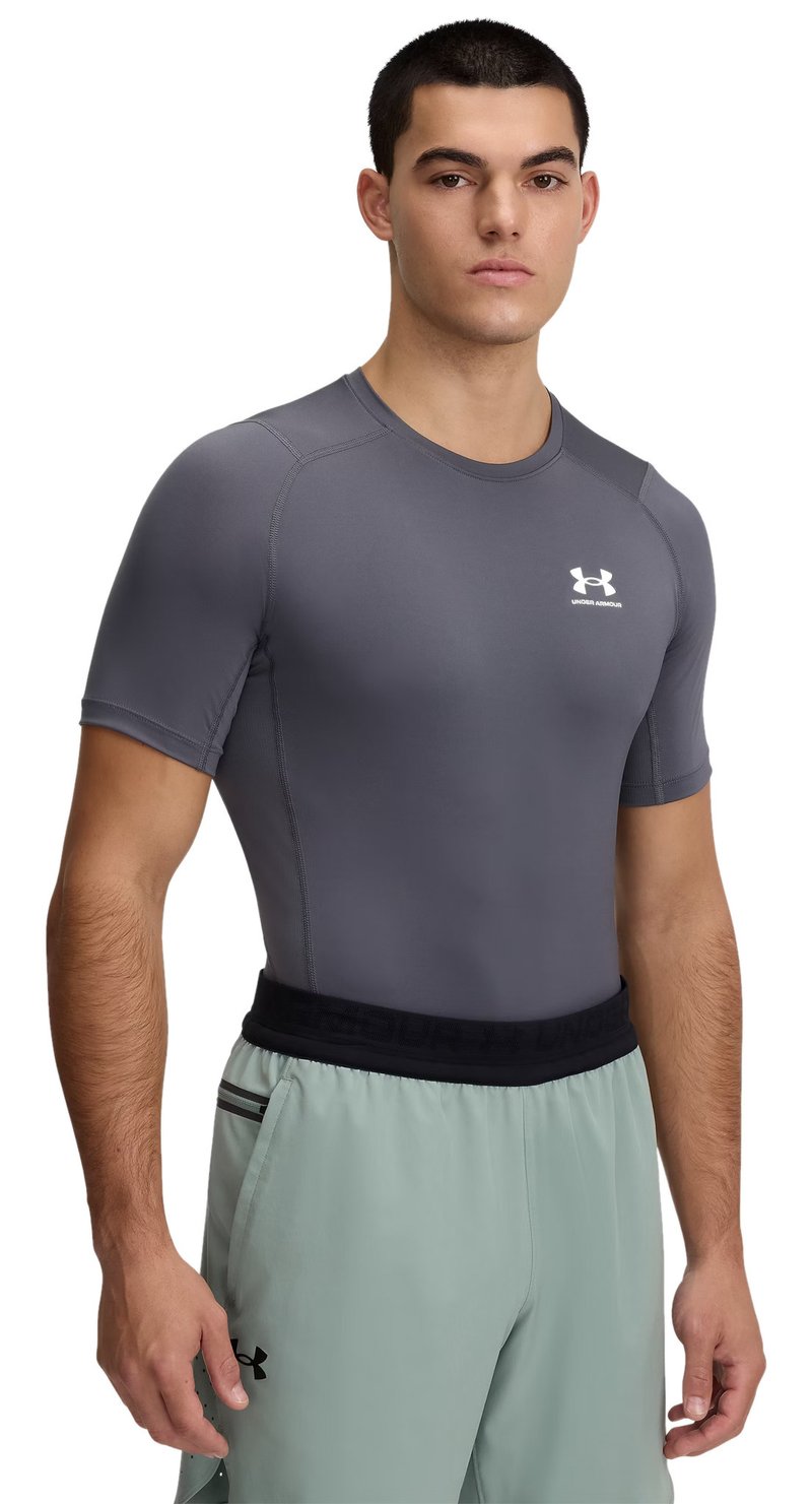 Under Armour HeatGear Herren Kompressions-Shirt, castlerock/weiß