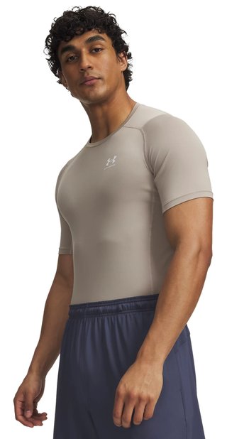 Under Armour HeatGear Herren Kompressions-Shirt, timberwolf taupe/weiß