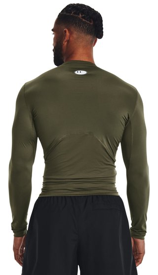 Under Armour HeatGear Herren Kompressions-Langarmshirt, marine OD green/weiß