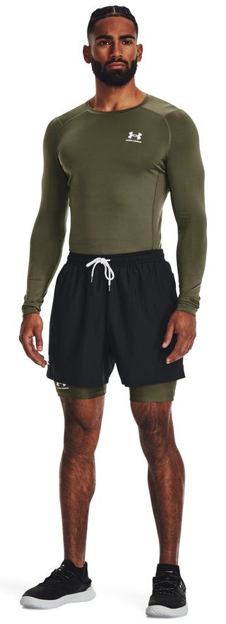 Under Armour HeatGear Herren Kompressions-Langarmshirt, marine OD green/weiß