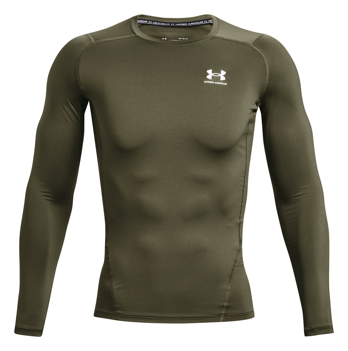 Under Armour HeatGear Herren Kompressions-Langarmshirt, marine OD green/weiß