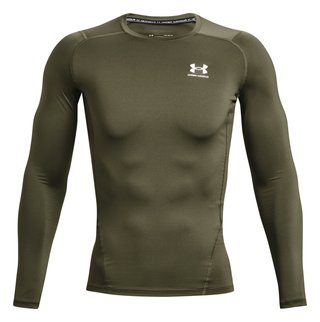 Under Armour HeatGear Herren Kompressions-Langarmshirt, marine OD green/weiß