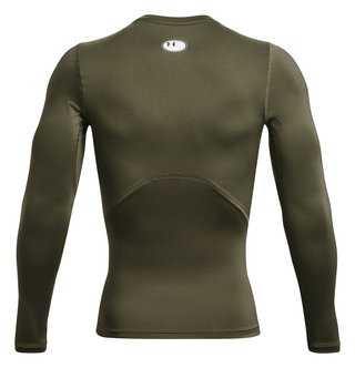 Under Armour HeatGear Herren Kompressions-Langarmshirt, marine OD green/weiß