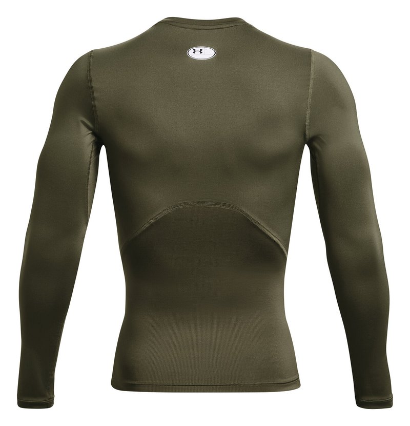 Under Armour HeatGear Herren Kompressions-Langarmshirt, marine OD green/weiß