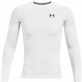 Under Armour HeatGear Herren Kompressions-Langarmshirt, weiß/schwarz