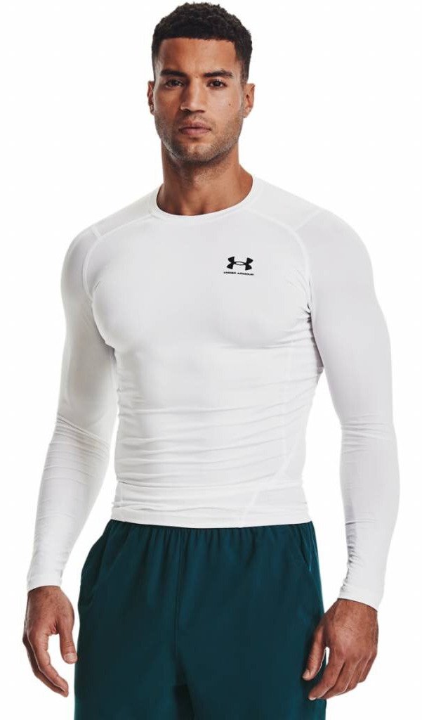 Under Armour HeatGear Herren Kompressions-Langarmshirt, weiß/schwarz